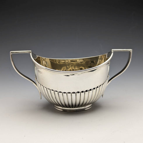 Azucarero y jarra de crema de plata de ley antigua inglesa de 1902, 294 g en total, Fordham & Faulkner