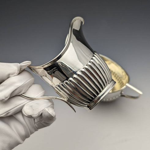 Azucarero y jarra de crema de plata de ley antigua inglesa de 1902, 294 g en total, Fordham & Faulkner