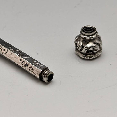 アンティーク シャープペンシル シルバープレート ガラス装飾 伸縮式63-81mm