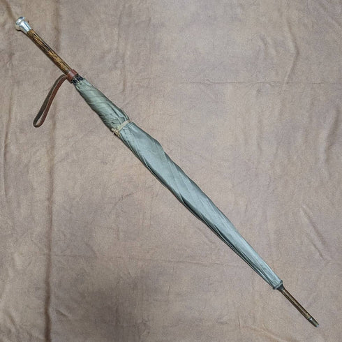 1919 年英國古董男士 Buambrella 綠色純銀圓形手柄 87 厘米