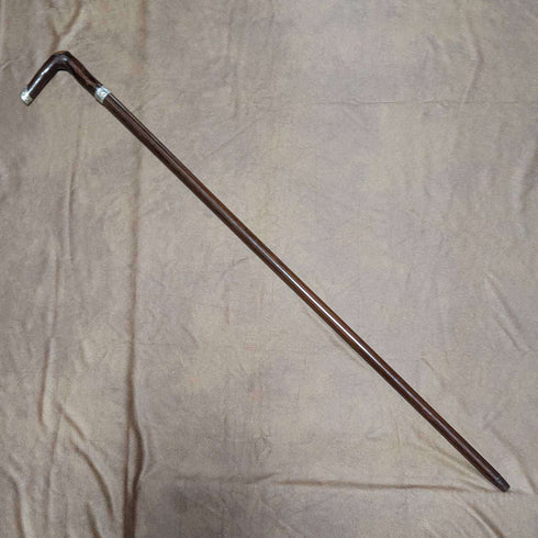 1895年 英国アンティーク 紳士用ステッキ 杖 純銀装飾L字ハンドル 91cm