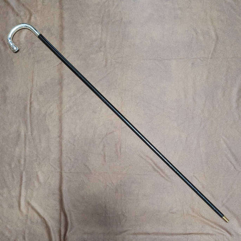 1909年 英国アンティーク 紳士用ステッキ 杖 純銀曲がりハンドル 92cm