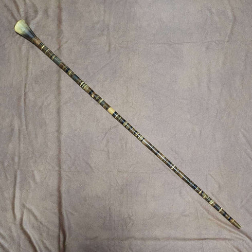 英国アンティーク 紳士用ステッキ 杖 マルチカラーホーン軸 丸ハンドル 85cm