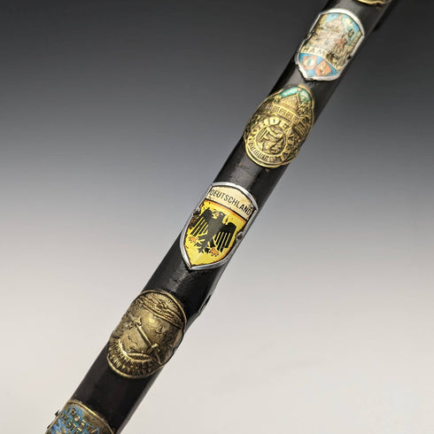 復古紳士大號手杖歐洲旅遊徽章弧形手柄 94 厘米