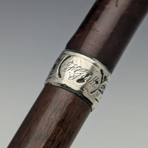 1895年英國古董紳士手杖,純銀裝飾L形手柄,91厘米