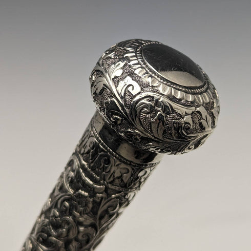 20 世紀初英國古董紳士 Buanbrella 黑色純銀雕刻手柄 93 厘米