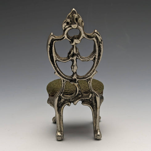 1940年代 真鍮製 椅子型 懐中時計ホルダー モスグリーンシート