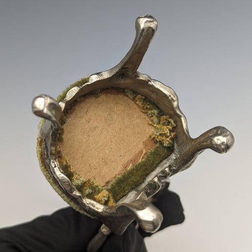 1940年代 真鍮製 椅子型 懐中時計ホルダー モスグリーンシート