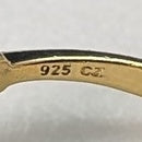 英国ヴィンテージジュエリー ハートシェイプジルコニア ギルト純銀リング 指輪