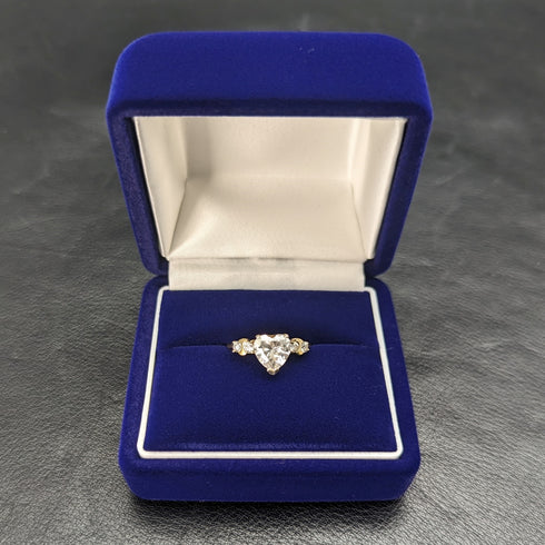 英国ヴィンテージジュエリー ハートシェイプジルコニア ギルト純銀リング 指輪