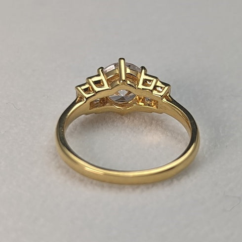 英国ヴィンテージジュエリー キュービックジルコニア ギルト純銀リング 指輪