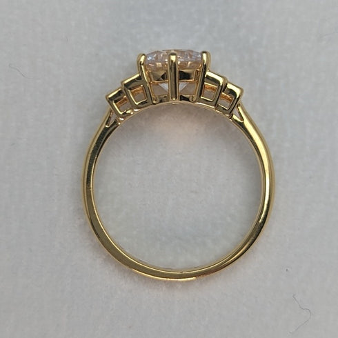 英国ヴィンテージジュエリー キュービックジルコニア ギルト純銀リング 指輪