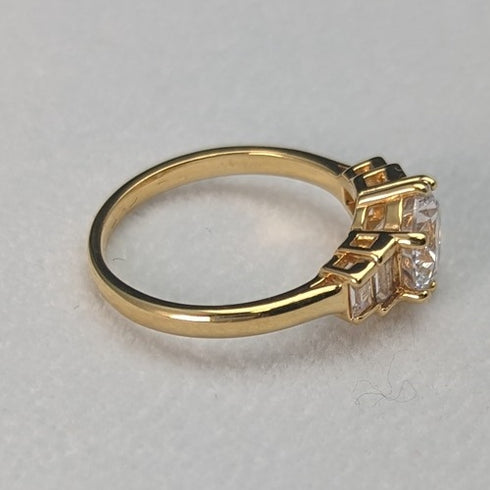 英国ヴィンテージジュエリー キュービックジルコニア ギルト純銀リング 指輪