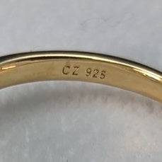 英国ヴィンテージジュエリー キュービックジルコニア ギルト純銀リング 指輪