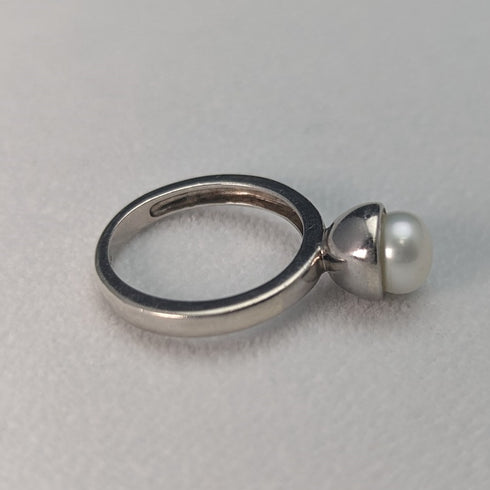 英国ヴィンテージジュエリー パール・真珠 純銀リング 指輪