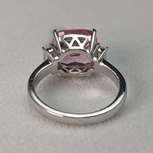 British Vintage Jewelry Light Pink Zirconia Sterling Silver Ring