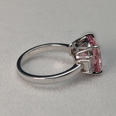 British Vintage Jewelry Light Pink Zirconia Sterling Silver Ring