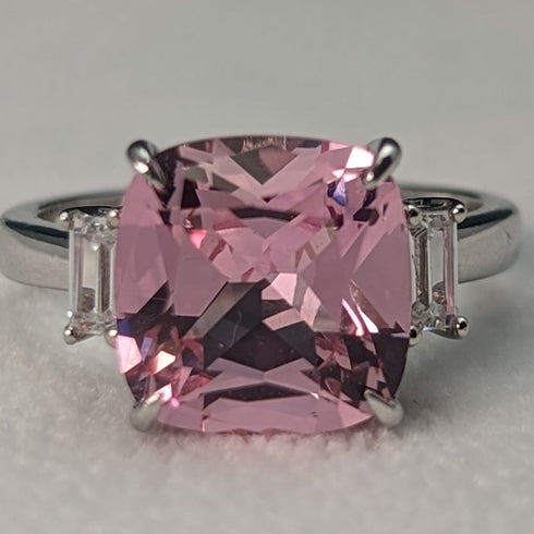British Vintage Jewelry Light Pink Zirconia Sterling Silver Ring