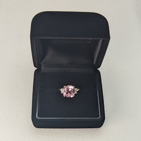 British Vintage Jewelry Light Pink Zirconia Sterling Silver Ring