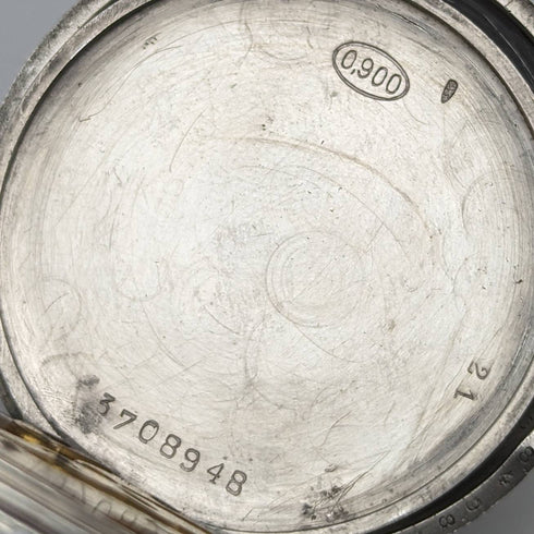 1921 年左右古董浪琴懷錶 Niello 裝飾銀色側殼 效果很好