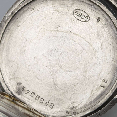 Around 1921 Antique Longines pocket watch Niello decorated silver side case Works well