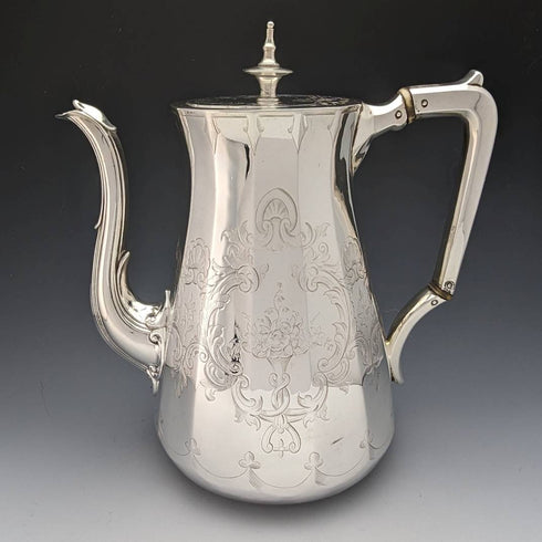 1853 年英國古董鍍銀咖啡壺 Thomas Bradbury & Sons