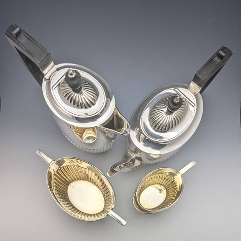 1921 年英國古董鍍銀茶壺 4 件套亨利·阿特金斯