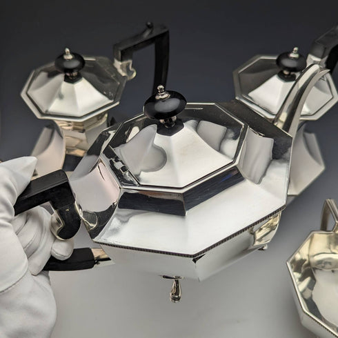 1930年頃 英国アンティーク シルバープレート製 ティーポット5点セット Harrison Fisher