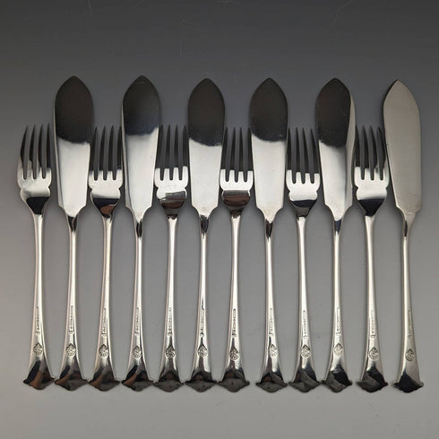 1885年頃 英国アンティーク シルバープレート製 フィッシュカトラリー6ペアセット Mappin and Webb