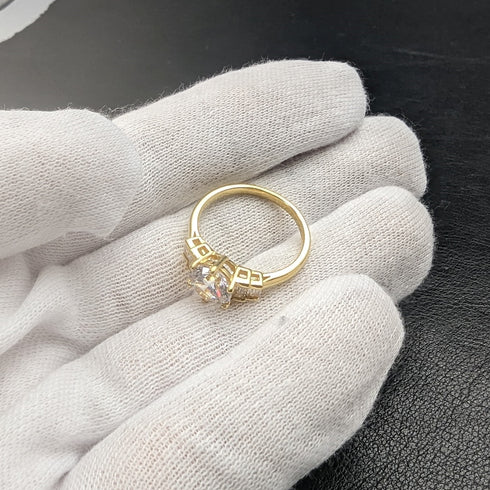 英国ヴィンテージジュエリー キュービックジルコニア ギルト純銀リング 指輪