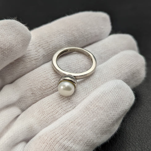 英国ヴィンテージジュエリー パール・真珠 純銀リング 指輪