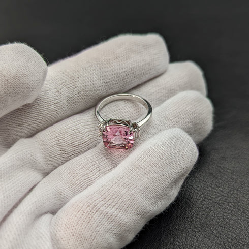 British Vintage Jewelry Light Pink Zirconia Sterling Silver Ring