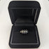 British vintage jewelry dark blue stone & opal 3-row flower silver ring (size 8-9)