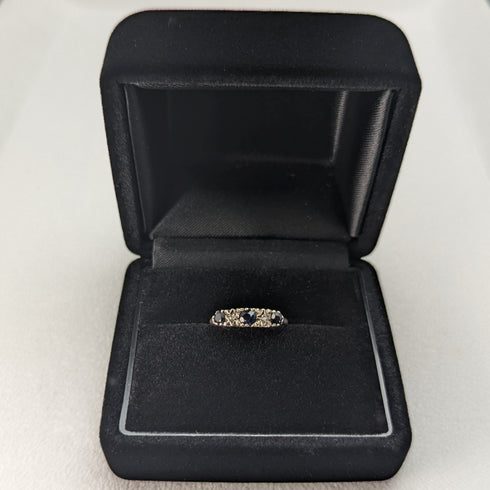 英国ヴィンテージジュエリー ダークストーン 純銀リング 指輪