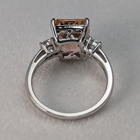 英国ヴィンテージジュエリー ピーチキュービックジルコニア 純銀リング 指輪