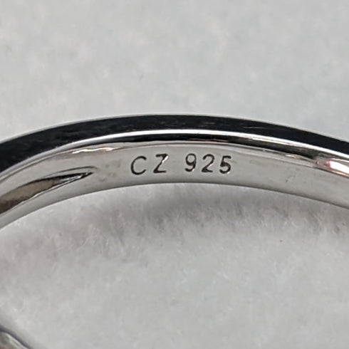 英国ヴィンテージジュエリー ピーチキュービックジルコニア 純銀リング 指輪