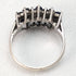 British vintage jewelry dark blue stone & opal 3-row flower silver ring (size 8-9)