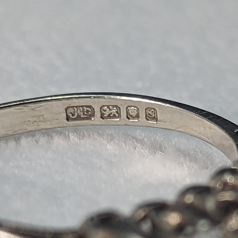 英国ヴィンテージジュエリー ブルー&ホワイトストーン 純銀リング 指輪