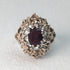 British Vintage Jewelry Dark Red Stone Sterling Silver Ring (Size 9-10)