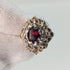 British Vintage Jewelry Dark Red Stone Sterling Silver Ring (Size 9-10)
