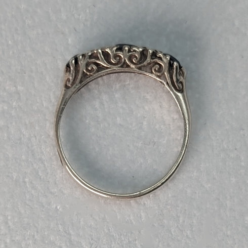 英国ヴィンテージジュエリー ダークストーン 純銀リング 指輪