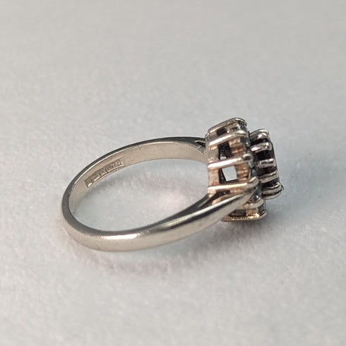 英国ヴィンテージジュエリー レッド&ホワイトストーン 純銀リング 指輪