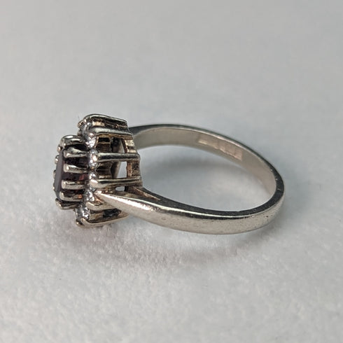 英国ヴィンテージジュエリー レッド&ホワイトストーン 純銀リング 指輪