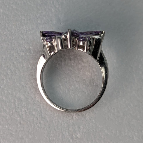 英国ヴィンテージジュエリー アメジスト&ジルコニア 純銀リング 指輪