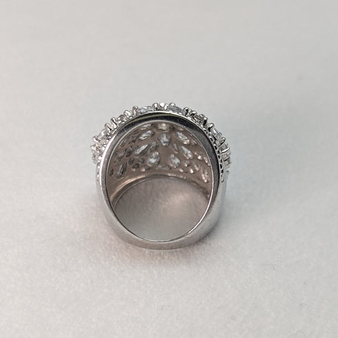 British vintage jewelry, cubic zirconia, large sterling silver ring (size 11)