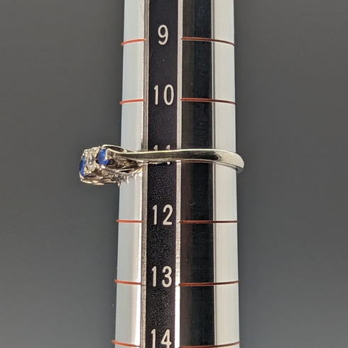 英国ヴィンテージジュエリー ブルー&ホワイトストーン 純銀リング 指輪