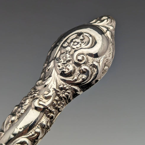 1909年 英国アンティーク 純銀ハンドル シューホーン ボタンフックセット ケース入 J and R Griffin