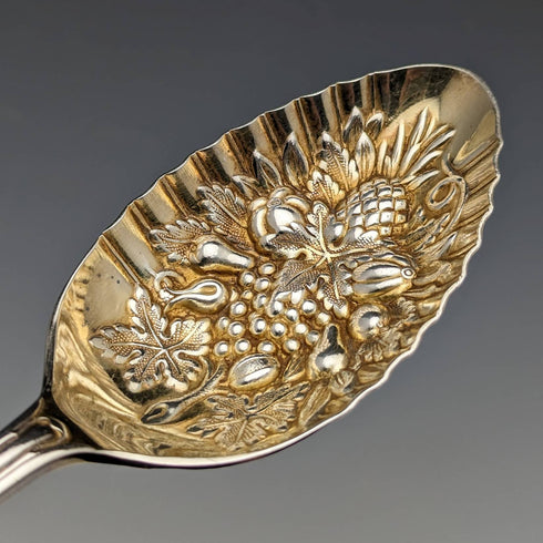 1900年頃 英国アンティーク シルバープレート製 ベリーサービングスプーン ペア ケース入