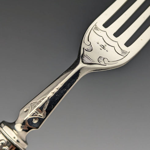 1880年頃 英国アンティーク 白蝶貝ハンドル 純銀ブレード カトラリー5ペアセット Martin Hall