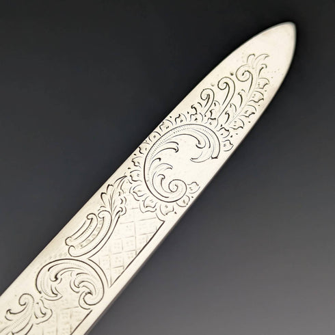 1897 年英國古董白色珍珠貝柄純銀刀片餐具 6 對盒裝 J Barraclough